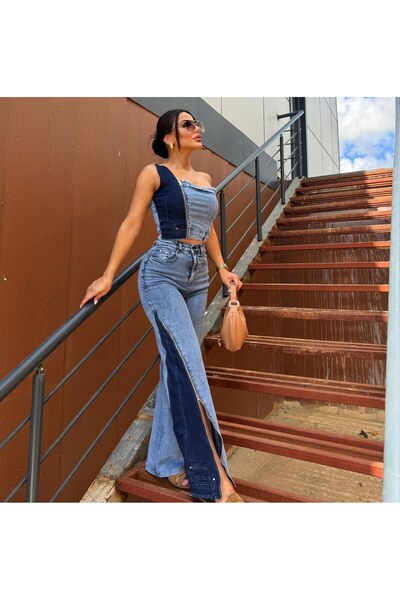 YVONNE Tek Kol Fermuarlı Crop