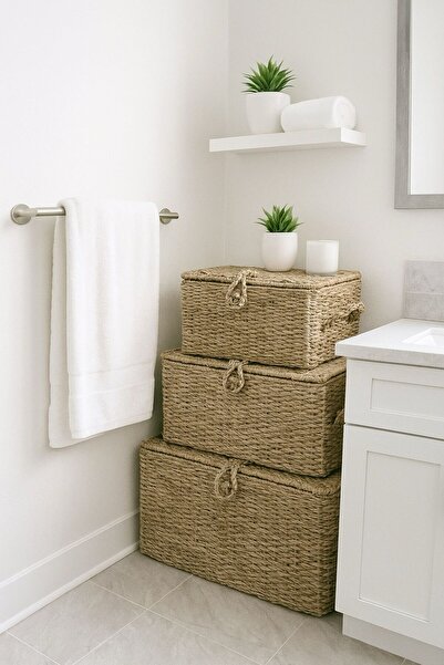 Molino Hasır 3'lü Kapaklı Hurç Seti