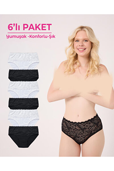 MENOSAY 6'lı paket dantelli bato külot
