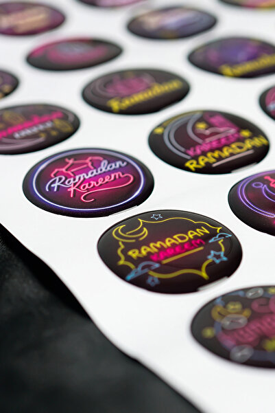 iwa concept Ramadan Kerim 3D Epoxy Embossed Neon Islamic Sticker - Office Hom...