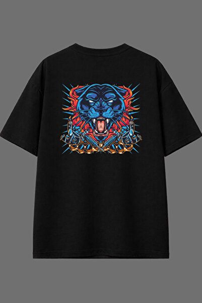 VSRN Kaplan Design Back Printed Black Oversize T-Shirt