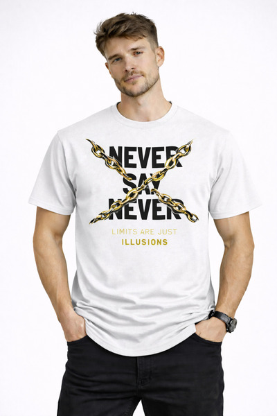 herkesemoda تي شيرت أساسي مفصل بتصميم Never Say