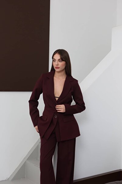 lidyasara Kadın Korsaj Bel Detaylı Blazer Ceket