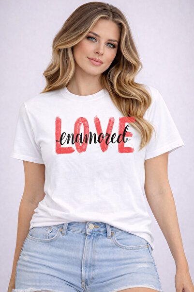 herkesemoda تي شيرت أساسي بتفاصيل طباعة Love Emamored