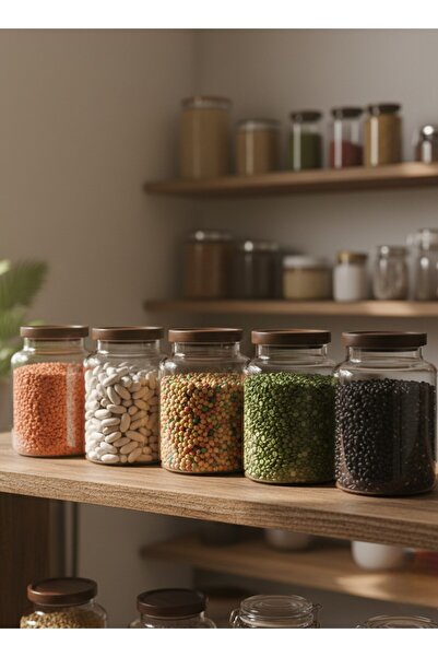 FARALYAHOME Akasya Kapak Cam Saklama Kavanozu 15x20 CM Organizer Düzenleyici