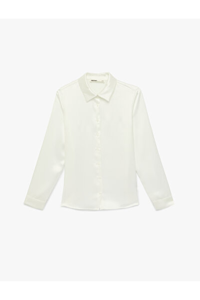 Koton Classic Lapel Long Sleeve Satin Shirt