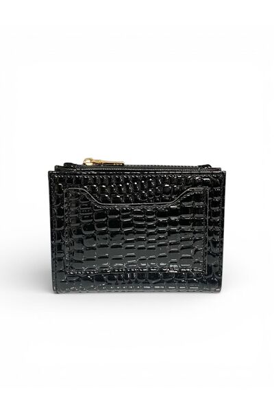 Kemerix Women's Black Crocodile Wallet & Card Holder with Zipper and Card Hol...