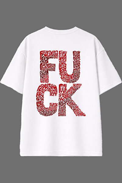 VSRN Tricou oversize alb cu imprimeu pe spate Fck 5 Design