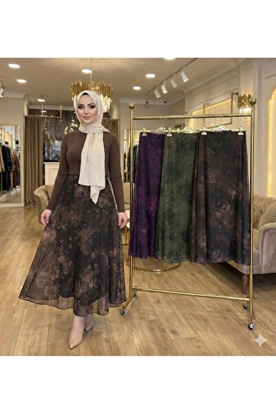 Eykadesign Desenli Şifon Etek