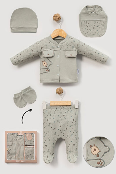 NEU KIDS Green Teddy Bear 100% قطن، مجموعة من 5 قطع، إصدار المستشفى