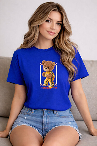 herkesemoda Kungfu Master Print Detailed Basic T-Shirt