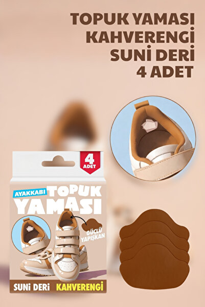 Nandy Home 4 Adet Topuk Yaması Kahverengi Suni Deri - Güçlü Yapışkan KAHVERENGİ