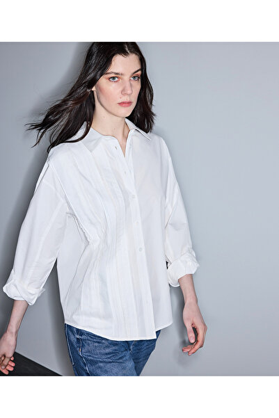 İpekyol Dantel şeritli kumaş mix gömlek