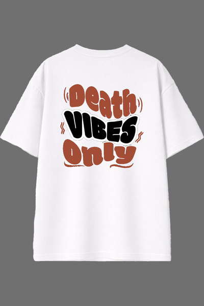 VSRN Μπλουζάκι Death Tasarım με στάμπα στην πλάτη, λευκό, oversized