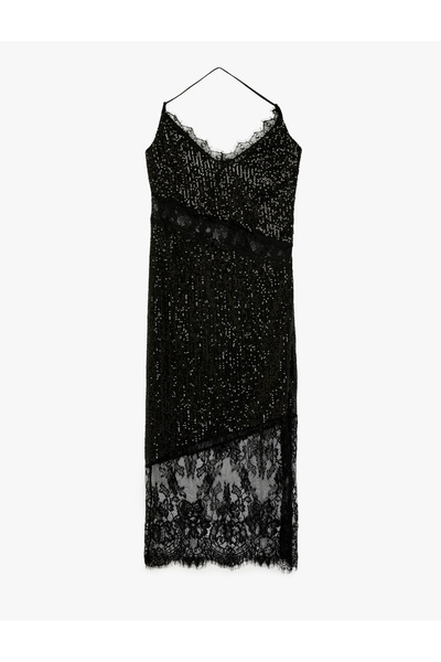 Koton Lace Detailed Sequined Dress