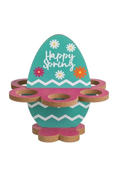 OEM Wooden Egg Holder with Green Egg Pattern for 6 Easter Eggs 18x18x18cm