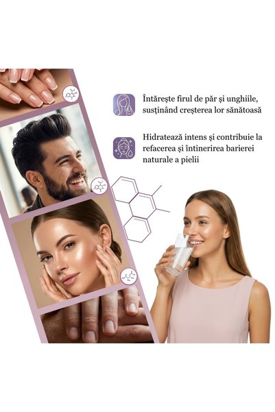 Balkan Pharmaceuticals Colagen Hidrolizat +Vit C, colagen Tip I si III,300 g, pentru riduri, dureri de oase, par si unghii
