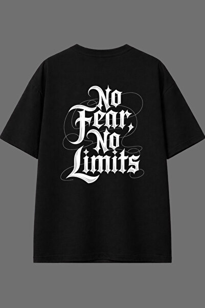 VSRN No Fear Design Crna Oversize Majica sa Tiskom na Leđima