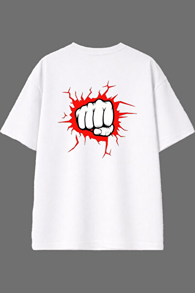 VSRN Tricou oversize alb cu imprimeu pe spate Hard Punch Design
