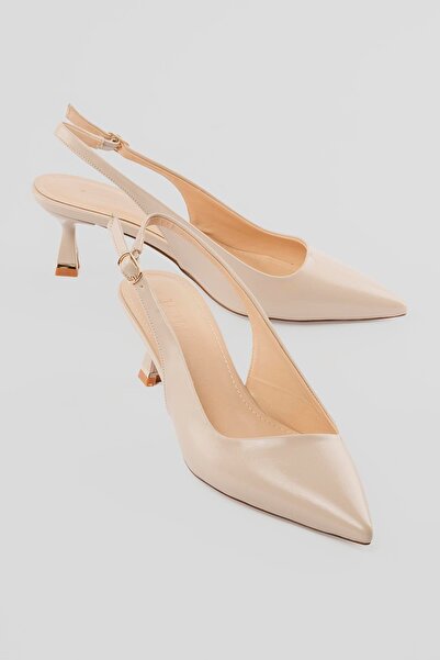 Mubiano حذاء نسائي بكعب ستيليتو مدبب ومفتوح من الخلف باللون البيج نورا
