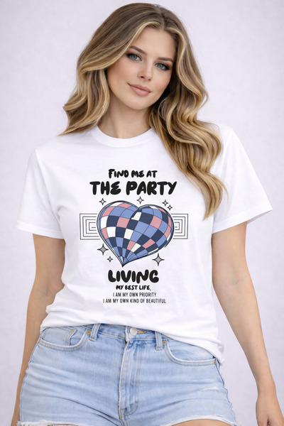 herkesemoda تي شيرت أساسي بتفاصيل طباعة الحفلات