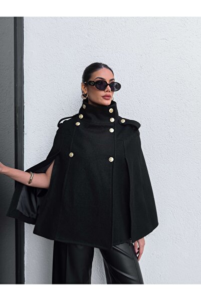 ESRAHELVACI Gold Buttoned Cape Short Coat