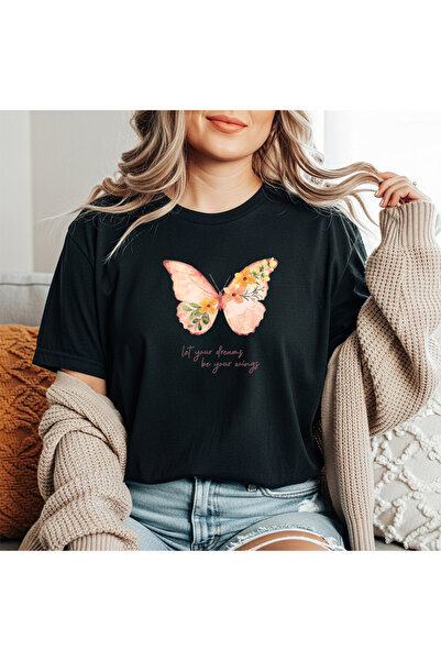 herkesemoda Футболка Basic з принтом метелика