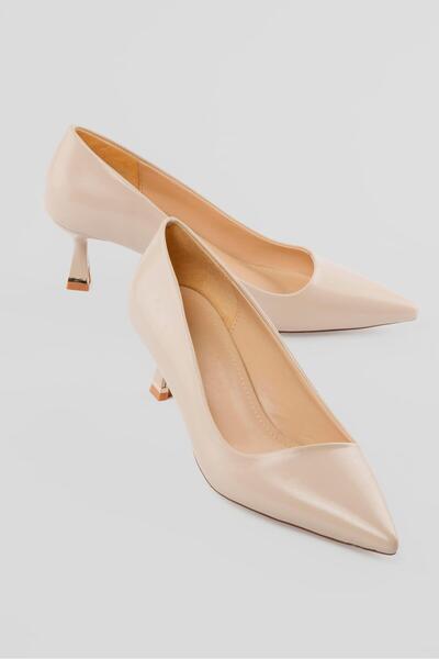 Mubiano Women's Stiletto Pointed Toe Heeled Shoes Luma Beige