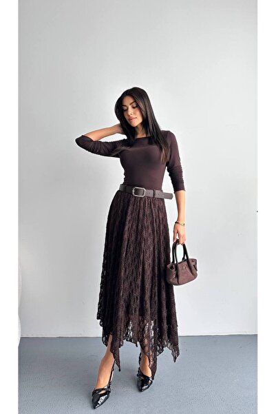 Luna Wear Brown Belt-Waisted Skirt