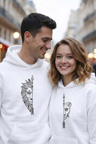 LORVEX Valentine's Day February 14 Sweatshirt Lion – Tiger Love Printed Coupl...
