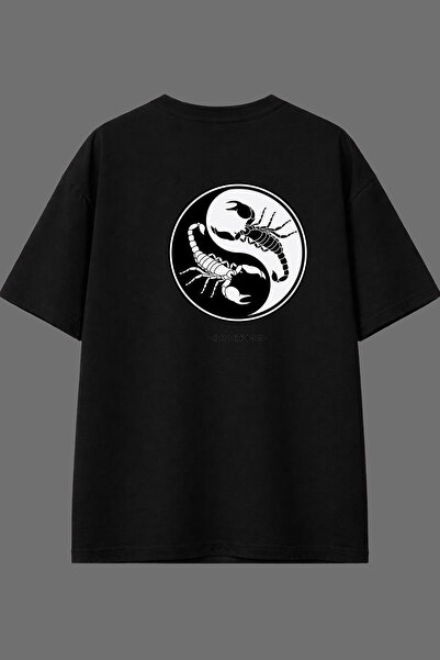 VSRN تي شيرت أسود كبير الحجم بتصميم سكوربيون مطبوع من الخلف