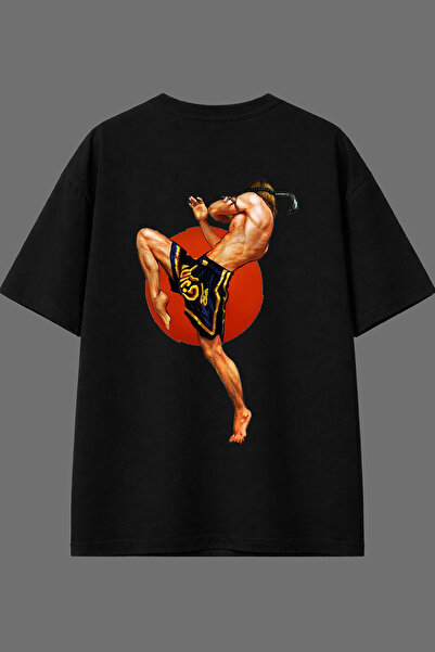 VSRN Μπλουζάκι Oversize Μαύρο με σχέδιο Muay Thai και στάμπα στην πλάτη