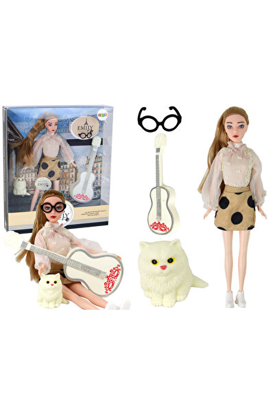 Three top online Детска кукла Емили с очила за китара, дълга руса коса, котенце