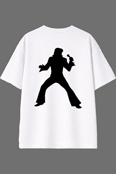 VSRN تي شيرت أبيض كبير الحجم بتصميم سينغور ديزاين مطبوع من الخلف