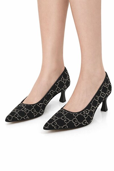 Ajax Siyah, Titanyum Taş İşlemeli Günlük Ayakkabı Topuk 3 Cm Ortopedik Taban