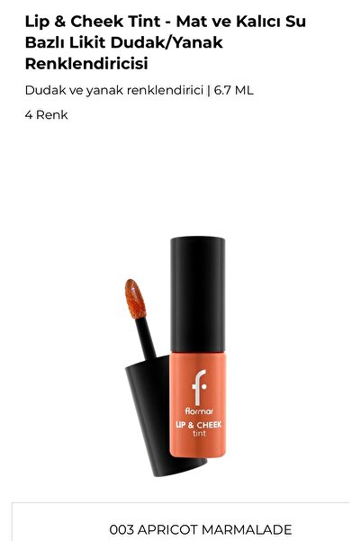 Flormar Lip & Cheek Tint - Mat Kalıcı Likit Dudak/Yanak Renklendiricisi - 003...