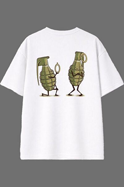 VSRN Tricou oversize alb cu imprimeu pe spate Married Me Design