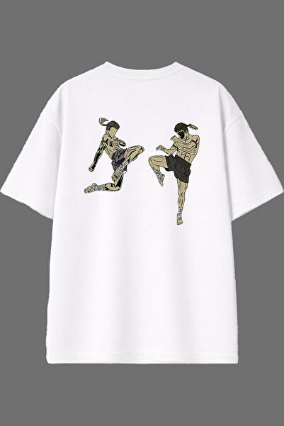 VSRN Tricou alb oversize cu imprimeu pe spate Fighting Design