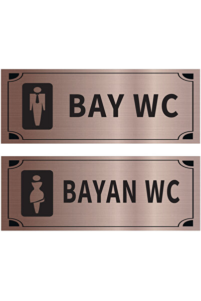 Mayeka Bay WC WC İkili Levha Set Bronz Metal Yönlendirme Tabelası Kişiye Özel