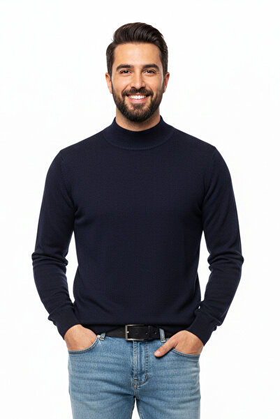 Pulltonic Men's Half Turtleneck Solid Sweater