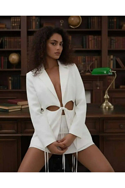 Afitapbutikmoda Pencere İp Detay Özel Tasarım Mini Ceket Elbise
