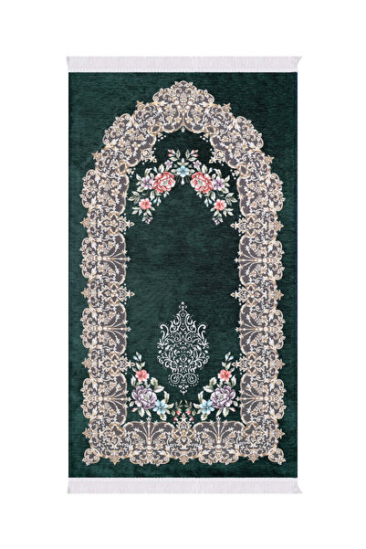 Bursa İpek Yeşil Jüriye Desen Özel Dokuma Seccade