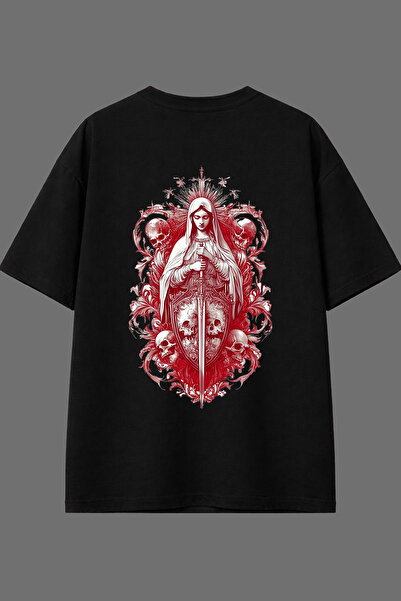 VSRN تي شيرت نسائي بتصميم شيفال بطباعة خلفية باللون الأسود مقاس كبير