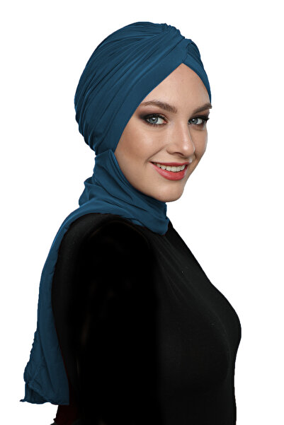 elysianfidan Cross W Scarf Petrol Ready-To-Wear Turban Hijab Bonnet Suitable ...