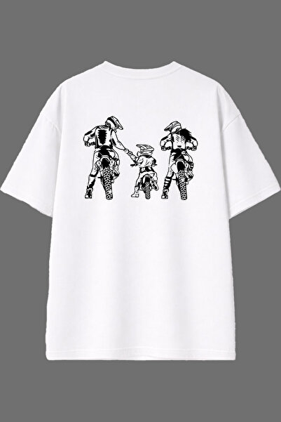 VSRN Tricou alb supradimensionat cu imprimeu pe spate, design pentru familia ...
