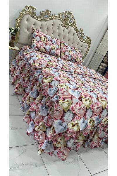 AHSEN TASARIM Skirted Elastic Ruffled Bedspread & Duvet Cover Set