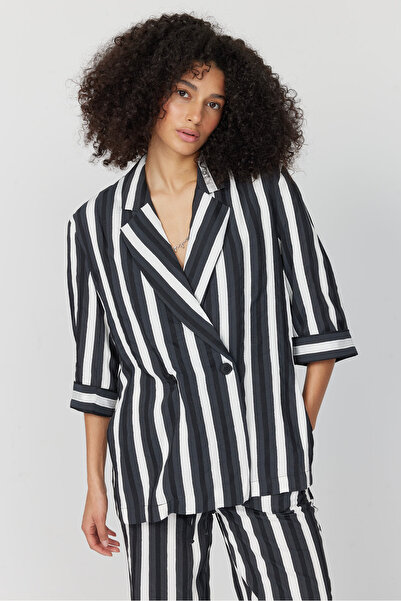 PAULMARK Women's Capri Sleeve Striped Jacket