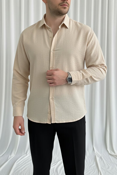MENOFOURSWEAR Men's Oversize Linen Look Shirt