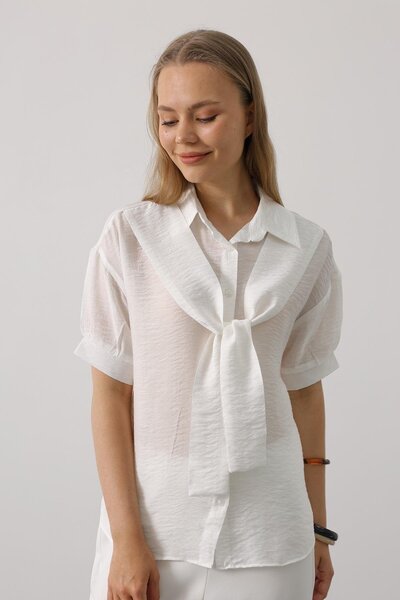 Secret Passion Lingerie Cămașă de damă cu jumătate de mânecă și detaliu eșarf...