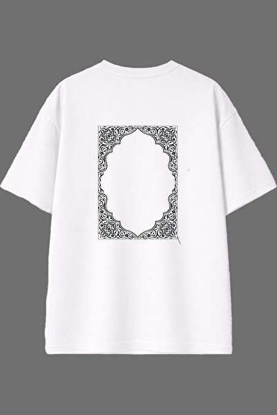 VSRN Τ-shirt με Ακατάστατα Σχέδια 3 και Στάμπα στην Πλάτη, Λευκό Oversize